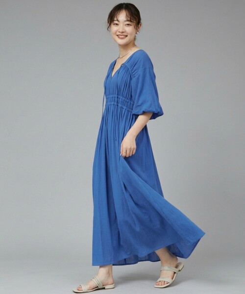 qualite scape（カリテ スケープ）の「ウェストギャザーワンピース/春服/夏服/ドレス（ワンピース・レディース・ブルー/ブラック/ベージュ・36/38）」の18枚目の写真