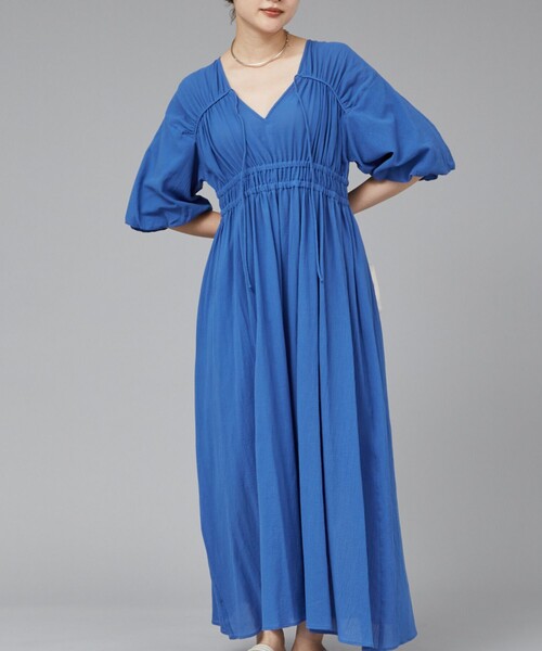 qualite scape（カリテ スケープ）の「ウェストギャザーワンピース/春服/夏服/ドレス（ワンピース・レディース・ブルー/ブラック/ベージュ・36/38）」の11枚目の写真