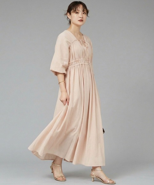 qualite scape（カリテ スケープ）の「ウェストギャザーワンピース/春服/夏服/ドレス（ワンピース・レディース・ブルー/ブラック/ベージュ・36/38）」の7枚目の写真