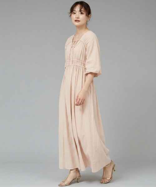 qualite scape（カリテ スケープ）の「ウェストギャザーワンピース/春服/夏服/ドレス（ワンピース・レディース・ブルー/ブラック/ベージュ・36/38）」の6枚目の写真