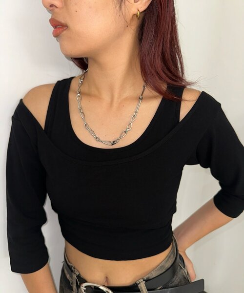 WHO'S WHO gallery（フーズフーギャラリー）の「ニュアンスチェーンネックレス（ネックレス・レディース・ゴールド/シルバー・FREE）」の4枚目の写真