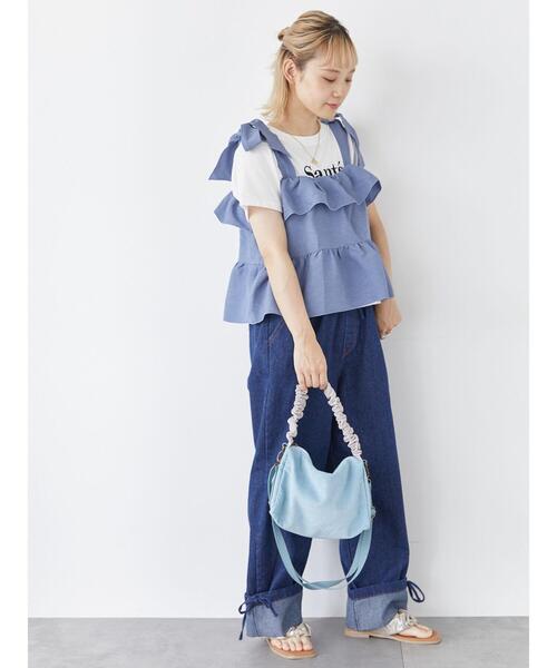 ehka sopo（エヘカソポ）の「くしゅくしゅコーデュロイバッグ（ハンドバッグ・レディース・ベージュ/サックスブルー/ブラウン・F）」の5枚目の写真