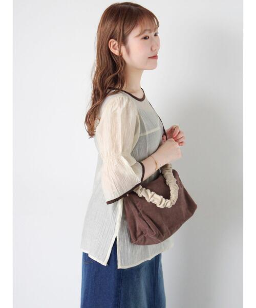 ehka sopo（エヘカソポ）の「くしゅくしゅコーデュロイバッグ（ハンドバッグ・レディース・ベージュ/サックスブルー/ブラウン・F）」の15枚目の写真
