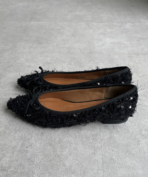 DouDou(ドゥドゥ)の「ポインテッドバレエシューズ(パンプス・レディース・ブラック/シルバー・23.5cm/23cm/24.5cm/24cm)」の6枚目の写真