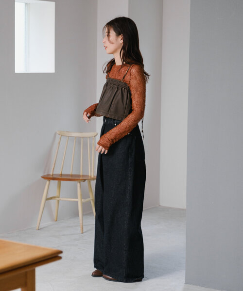 Kastane（カスタネ）の「*カットランダムレースインナー（Tシャツ/カットソー・レディース・アイボリー/ブラック/ブルー/オレンジ/ブラウン・FREE）」の6枚目の写真