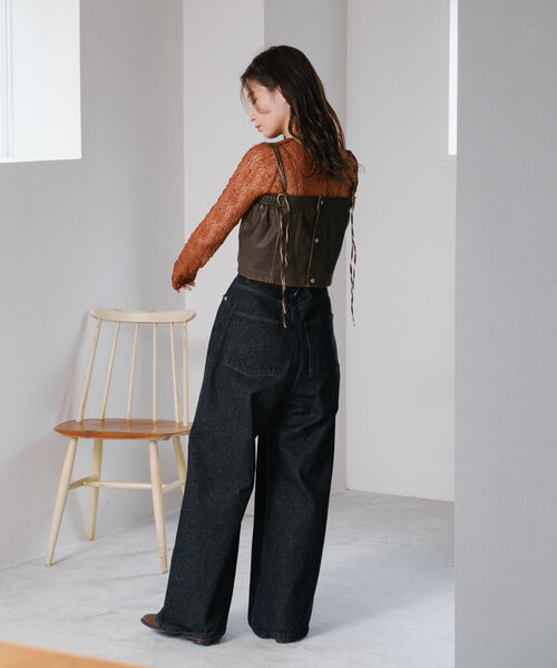 Kastane（カスタネ）の「*カットランダムレースインナー（Tシャツ/カットソー・レディース・アイボリー/ブラック/ブルー/オレンジ/ブラウン・FREE）」の7枚目の写真