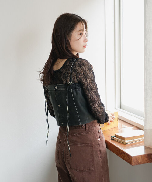 Kastane（カスタネ）の「*カットランダムレースインナー（Tシャツ/カットソー・レディース・アイボリー/ブラック/ブルー/オレンジ/ブラウン・FREE）」の18枚目の写真