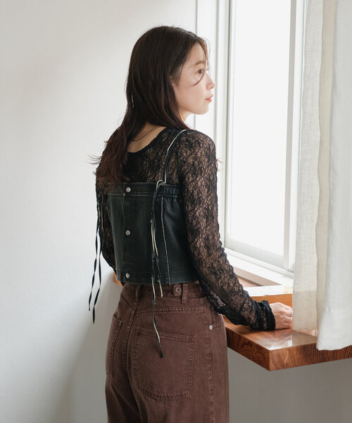 Kastane（カスタネ）の「*カットランダムレースインナー（Tシャツ/カットソー・レディース・アイボリー/ブラック/ブルー/オレンジ/ブラウン・FREE）」の19枚目の写真