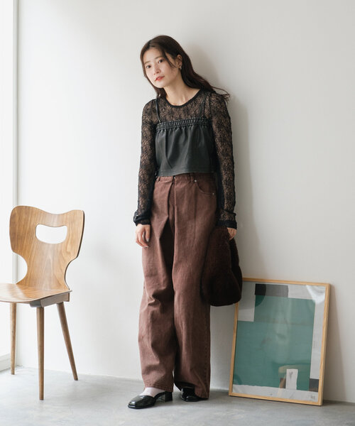 Kastane（カスタネ）の「*カットランダムレースインナー（Tシャツ/カットソー・レディース・アイボリー/ブラック/ブルー/オレンジ/ブラウン・FREE）」の22枚目の写真