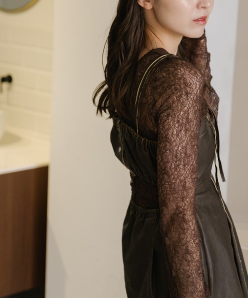 Kastane（カスタネ）の「*カットランダムレースインナー（Tシャツ/カットソー・レディース・アイボリー/ブラック/ブルー/オレンジ/ブラウン・FREE）」の4枚目の写真