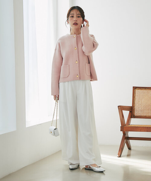 ラブティックボンボン　ハイクオリティヘアリーウールニットジャケット 着回し◎】ハイクオリティヘアリーウールニットジャケット | La