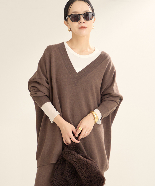 新品　Plage CASH TOUCH flare プルオーバー　ブラウン plage（プラージュ）の「CASH TOUCH flare プルオーバー（ニット
