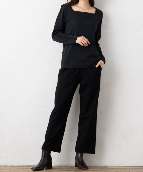 aunt lily（アントリリー）の「レーヨン混ストレッチ スクエアネック ロングスリーブプルオーバー ベーシック 着回し ロングシーズン（Tシャツ/カットソー・レディース・ブラック/イエロー/グレー/ブルー/ピンク・S/M/L/LL/3L）」の10枚目の写真
