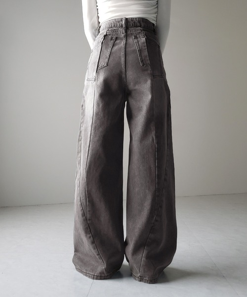 me+em select（ミームセレクト）の「※※【 ３color ／ ４size 】切替パターンハイウエストワイドストレートデニム ／ kirikae pattern highwaist wide straight denim（デニムパンツ・レディース・ダークブルー/ブルー/ブラック・X-LARGE/LARGE/MEDIUM/SMALL）」の8枚目の写真