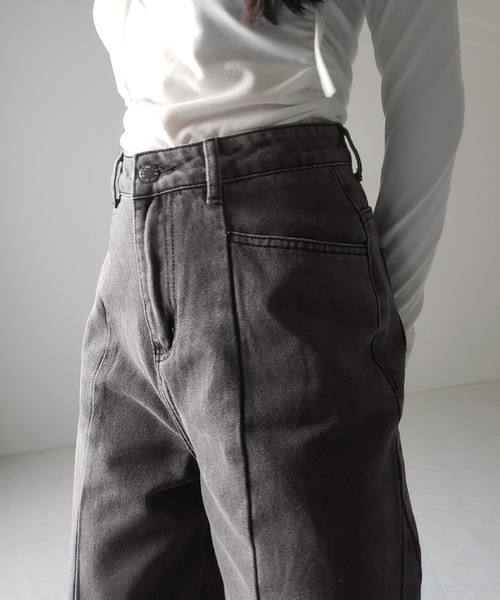 me+em select（ミームセレクト）の「※※【 ３color ／ ４size 】切替パターンハイウエストワイドストレートデニム ／ kirikae pattern highwaist wide straight denim（デニムパンツ・レディース・ダークブルー/ブルー/ブラック・X-LARGE/LARGE/MEDIUM/SMALL）」の10枚目の写真