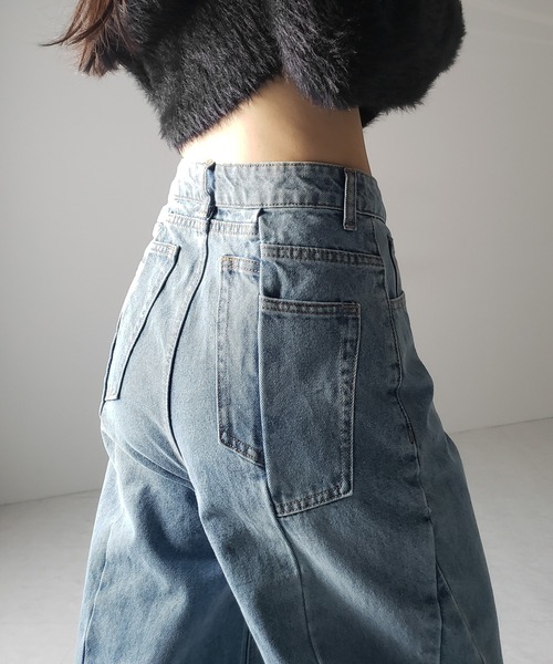 me+em select（ミームセレクト）の「※※【 ３color ／ ４size 】切替パターンハイウエストワイドストレートデニム ／ kirikae pattern highwaist wide straight denim（デニムパンツ・レディース・ダークブルー/ブルー/ブラック・X-LARGE/LARGE/MEDIUM/SMALL）」の17枚目の写真