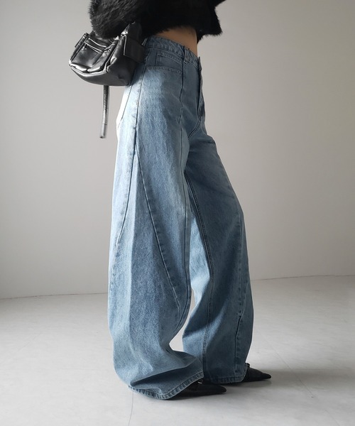 me+em select（ミームセレクト）の「※※【 ３color ／ ４size 】切替パターンハイウエストワイドストレートデニム ／ kirikae pattern highwaist wide straight denim（デニムパンツ・レディース・ダークブルー/ブルー/ブラック・X-LARGE/LARGE/MEDIUM/SMALL）」の20枚目の写真