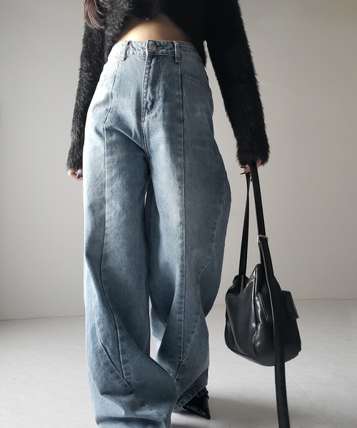 me+em select（ミームセレクト）の「※※【 ３color ／ ４size 】切替パターンハイウエストワイドストレートデニム ／ kirikae pattern highwaist wide straight denim（デニムパンツ・レディース・ダークブルー/ブルー/ブラック・X-LARGE/LARGE/MEDIUM/SMALL）」の21枚目の写真