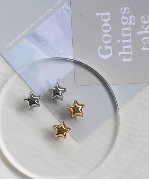 colleca la（コレカラ）の「[stainless]ステンレス・両面スター ワンタッチピアス〈金属アレルギー対応〉（ピアス（両耳用）・レディース・シルバー/ゴールド・FREE）」の6枚目の写真