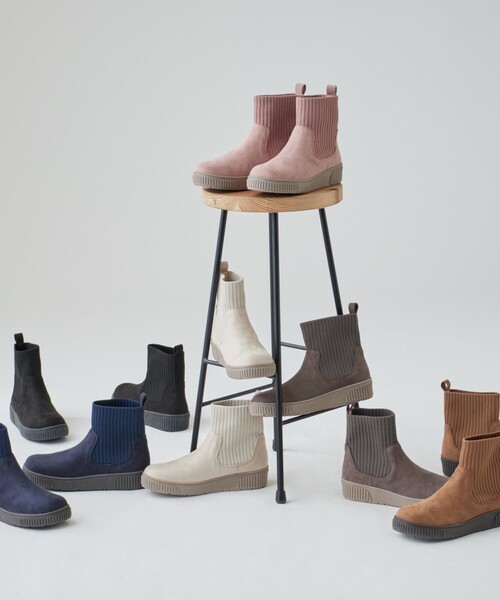 SHOO・LA・RUE（シューラルー）の「◆【高レビュー/撥水】すっぽりラクラク はきぐちニットブーツ（ブーツ・レディース・キャメル/ダークブラウン/ピンク系/ブルー系その他/アイボリー/ブラック・25/35/45/50）」の19枚目の写真