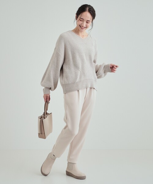 SHOO・LA・RUE（シューラルー）の「◆【高レビュー/撥水】すっぽりラクラク はきぐちニットブーツ（ブーツ・レディース・キャメル/ダークブラウン/ピンク系/ブルー系その他/アイボリー/ブラック・25/35/45/50）」の10枚目の写真