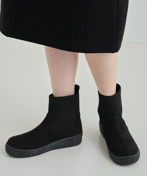 セール】【高レビュー/撥水】すっぽりラクラク はきぐちニットブーツ