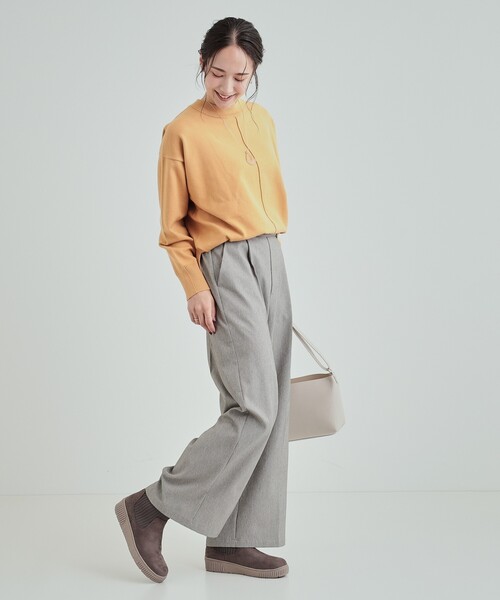 SHOO・LA・RUE（シューラルー）の「◆【高レビュー/撥水】すっぽりラクラク はきぐちニットブーツ（ブーツ・レディース・キャメル/ダークブラウン/ピンク系/ブルー系その他/アイボリー/ブラック・25/35/45/50）」の15枚目の写真