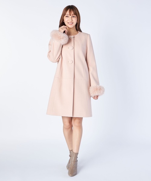 LAISSE PASSE(レッセパッセ)の「【尾州織】Ladyノーカラーコート(ノーカラーコート・レディース・ピンクベージュ・SMALL/MEDIUM)」の2枚目の写真
