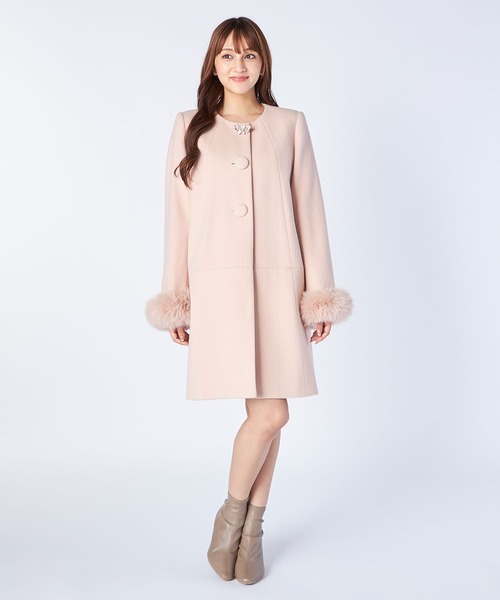 LAISSE PASSE(レッセパッセ)の「【尾州織】Ladyノーカラーコート(ノーカラーコート・レディース・ピンクベージュ・SMALL/MEDIUM)」の3枚目の写真