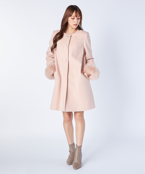 LAISSE PASSE(レッセパッセ)の「【尾州織】Ladyノーカラーコート(ノーカラーコート・レディース・ピンクベージュ・SMALL/MEDIUM)」の4枚目の写真