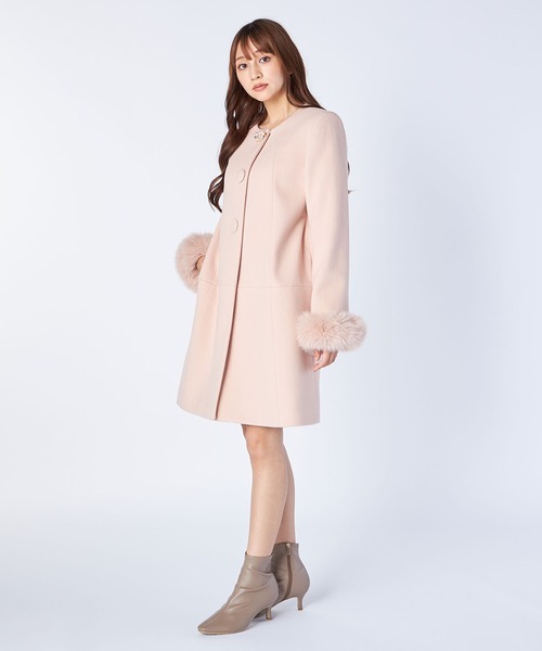 LAISSE PASSE(レッセパッセ)の「【尾州織】Ladyノーカラーコート(ノーカラーコート・レディース・ピンクベージュ・SMALL/MEDIUM)」の5枚目の写真