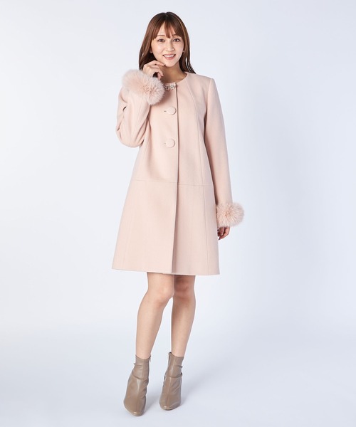 LAISSE PASSE(レッセパッセ)の「【尾州織】Ladyノーカラーコート(ノーカラーコート・レディース・ピンクベージュ・SMALL/MEDIUM)」の6枚目の写真