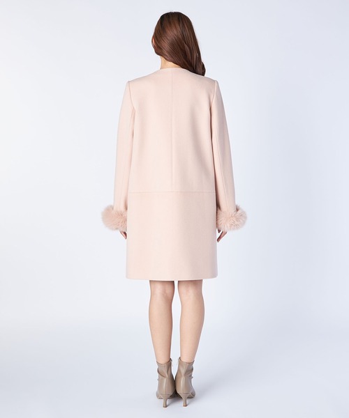 LAISSE PASSE(レッセパッセ)の「【尾州織】Ladyノーカラーコート(ノーカラーコート・レディース・ピンクベージュ・SMALL/MEDIUM)」の7枚目の写真