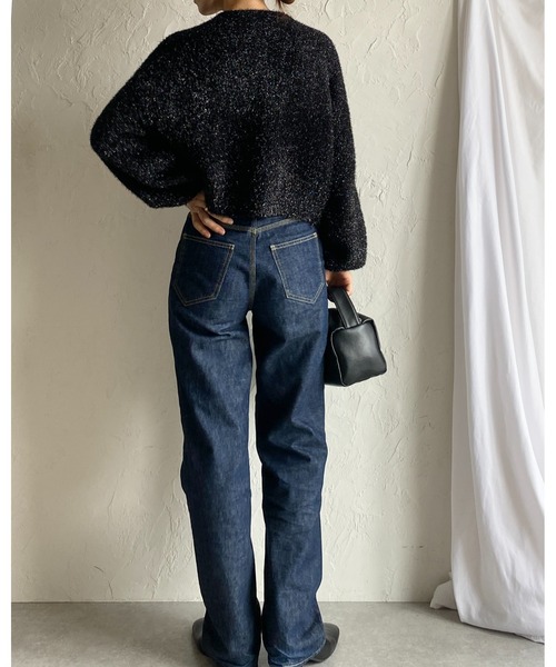 She's Closet(シーズクローゼット)の「長袖ショート丈ダブルジップアップラメシャギーニットカーディガン(カーディガン/ボレロ・レディース・チャコール/シルバー/アイボリー/ブラック・FREE)」の13枚目の写真