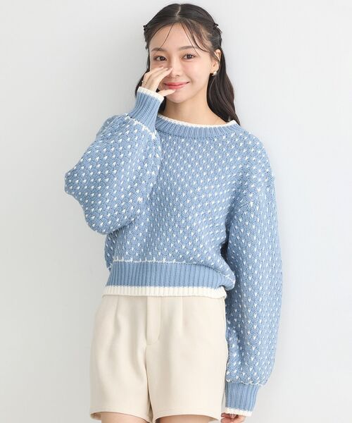 earth music&ecology（アースミュージックアンドエコロジー）の「ポコポコジャガードニットプルオーバー（ニット/セーター・レディース・ブルー/アイボリー/ブラック/レッド・FREE）」の15枚目の写真