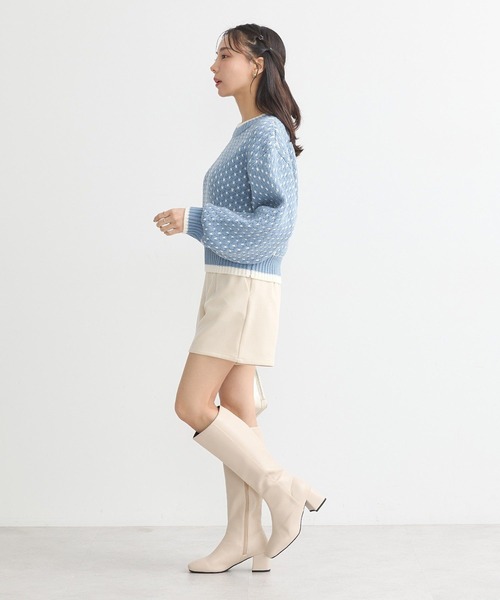 earth music&ecology（アースミュージックアンドエコロジー）の「ポコポコジャガードニットプルオーバー（ニット/セーター・レディース・ブルー/アイボリー/ブラック/レッド・FREE）」の9枚目の写真