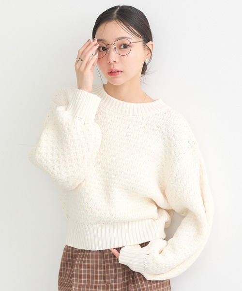 earth music&ecology（アースミュージックアンドエコロジー）の「ポコポコジャガードニットプルオーバー（ニット/セーター・レディース・ブルー/アイボリー/ブラック/レッド・FREE）」の11枚目の写真