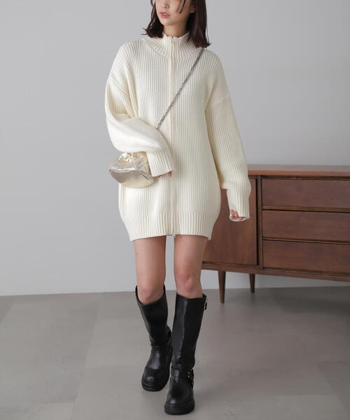 FREE'S MART（フリーズマート）の「◆ジップニットミニワンピース（ワンピース・レディース・ブラック/ホワイト/グレー・FREE）」の11枚目の写真