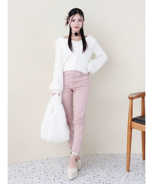 EATME（イートミー）の「フェイクファーバッグ（ハンドバッグ・レディース・ホワイト/グレー・FREE）」の5枚目の写真