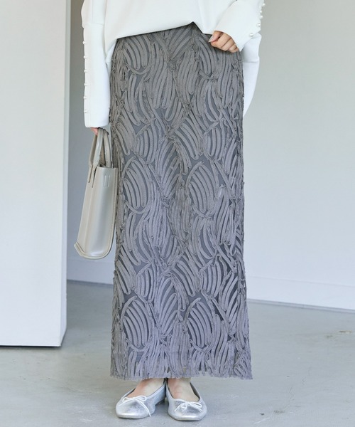 LAVEANGE(ラビアンジェ)の「【洗える】チュールレースナロースカート(スカート・レディース・ブラック/アイボリー/チャコールグレー・3L/LL/L/M/4L)」の14枚目の写真