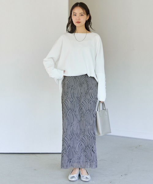 LAVEANGE(ラビアンジェ)の「【洗える】チュールレースナロースカート(スカート・レディース・ブラック/アイボリー/チャコールグレー・3L/LL/L/M/4L)」の17枚目の写真