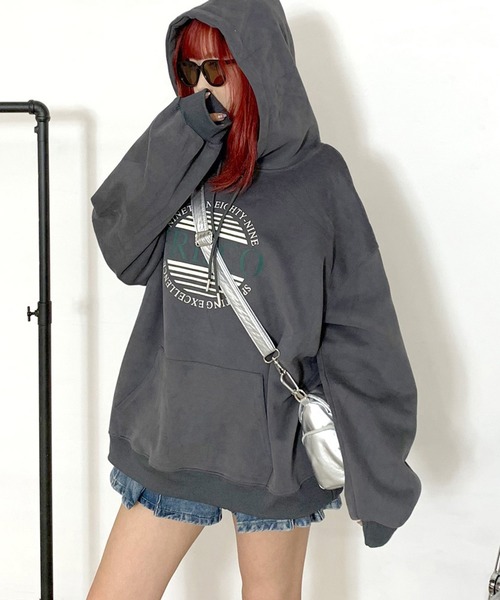 non-hedge（ノンヘッジ）の「サークルロゴビッグパーカー（パーカー・レディース・ブラック/グレー/チャコールグレー/オートミール/ピンク・FREE）」の6枚目の写真