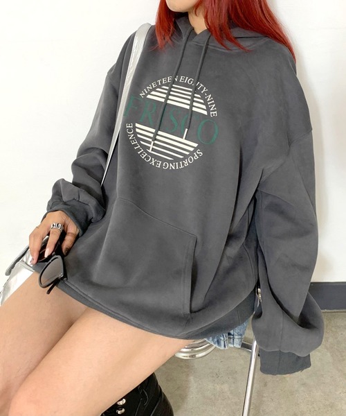 non-hedge（ノンヘッジ）の「サークルロゴビッグパーカー（パーカー・レディース・ブラック/グレー/チャコールグレー/オートミール/ピンク・FREE）」の9枚目の写真