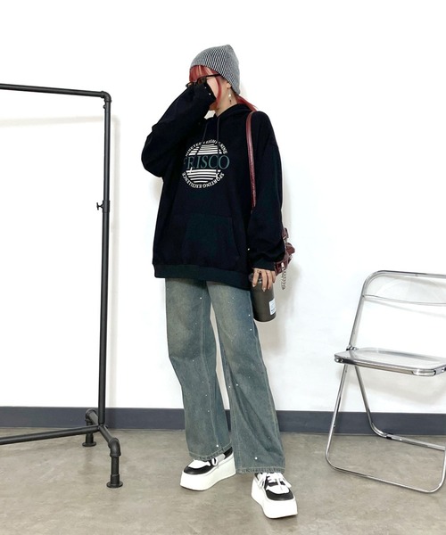 non-hedge（ノンヘッジ）の「サークルロゴビッグパーカー（パーカー・レディース・ブラック/グレー/チャコールグレー/オートミール/ピンク・FREE）」の10枚目の写真