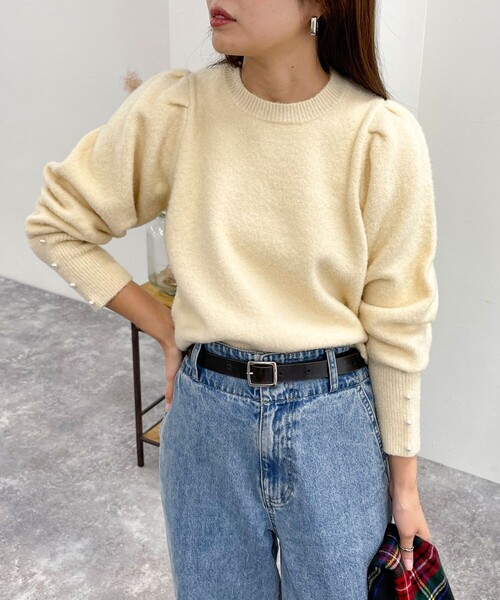 fredy emue（フレディエミュ）の「袖ボリュームパール付きニットプルオーバー（ニット/セーター・レディース・アイボリー/ブラック/レッド・38）」の12枚目の写真