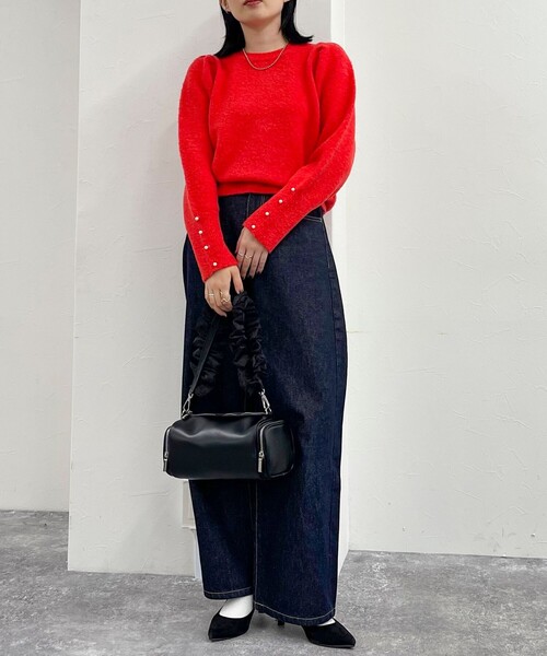 fredy emue（フレディエミュ）の「袖ボリュームパール付きニットプルオーバー（ニット/セーター・レディース・アイボリー/ブラック/レッド・38）」の22枚目の写真