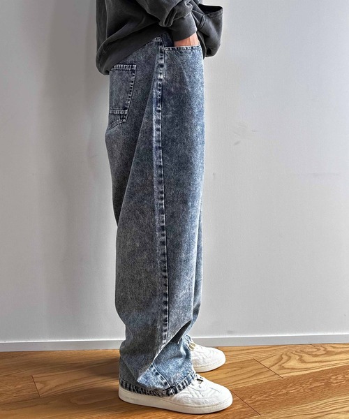COLIN（コリン）の「COLIN:10.5oz デニムバギーパンツ（デニムパンツ・メンズ・ケミカルウォッシュ/ブラック/ブルー・M/L）」の11枚目の写真
