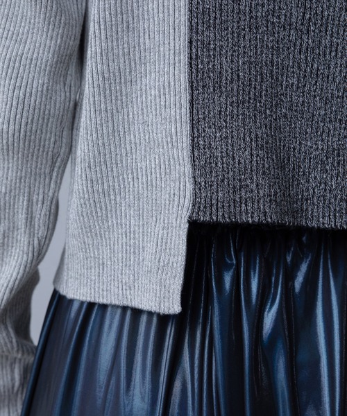 VACANCY（ヴァカンシー）の「アシンメトリーMIX配色リブニットカーディガン/新色追加（カーディガン/ボレロ・レディース・ブルー/ブラック/オレンジ/グリーン・FREE）」の14枚目の写真