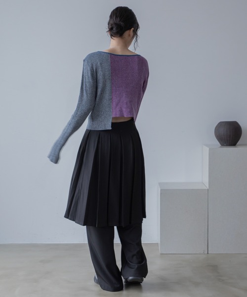 VACANCY（ヴァカンシー）の「アシンメトリーMIX配色リブニットカーディガン/新色追加（カーディガン/ボレロ・レディース・ブルー/ブラック/オレンジ/グリーン・FREE）」の22枚目の写真