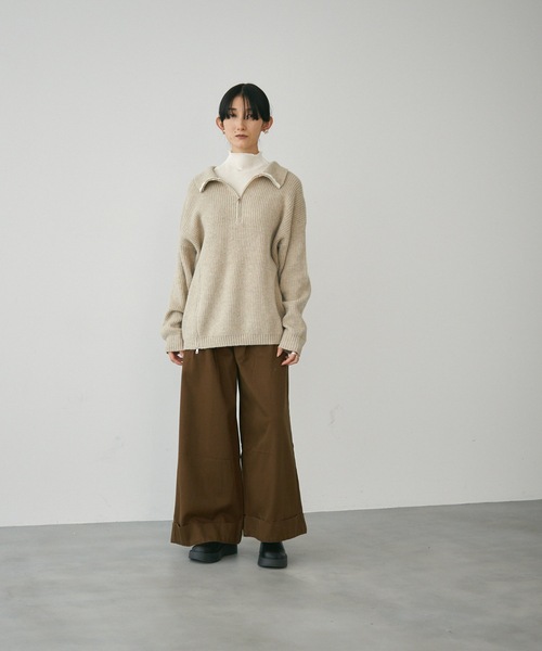 メランジ・フロントジッパープルオーバー（ニット/セーター）｜Lutim